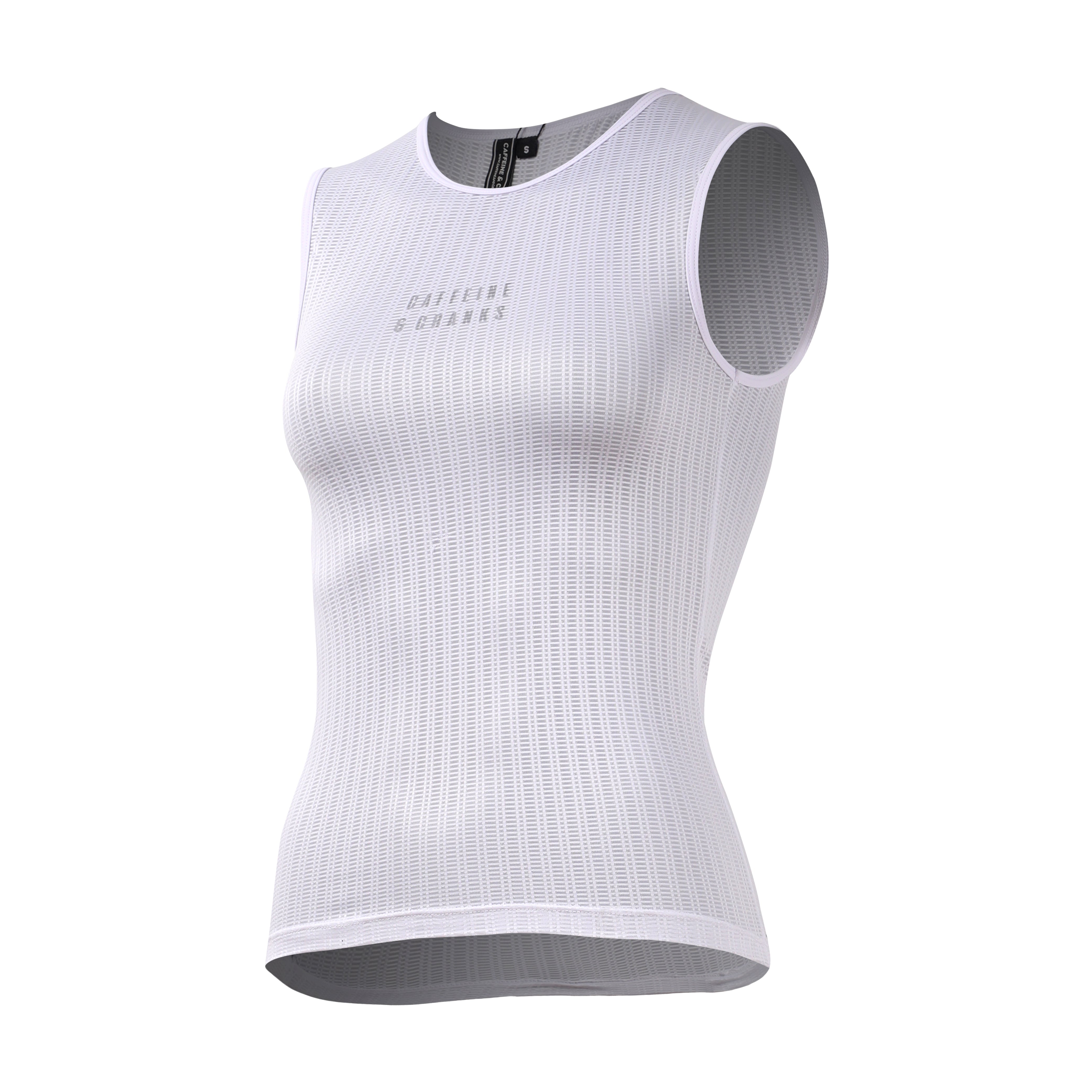 White women's C&C Core Baselayer tank top with a textured weave and subtle logo.