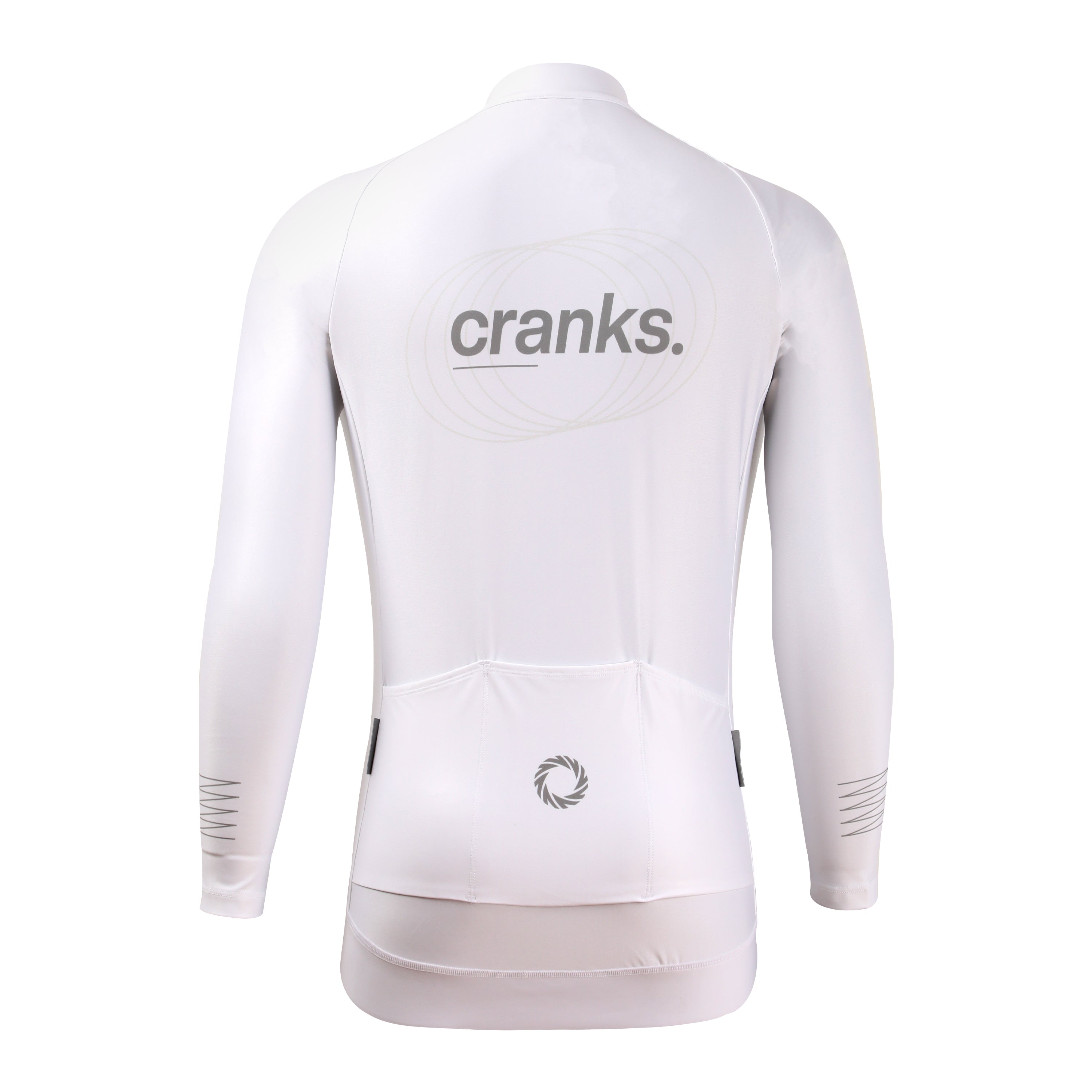 Mens Pinnacle Thermal Jersey, white, long sleeve, with grey logo & reflective details.