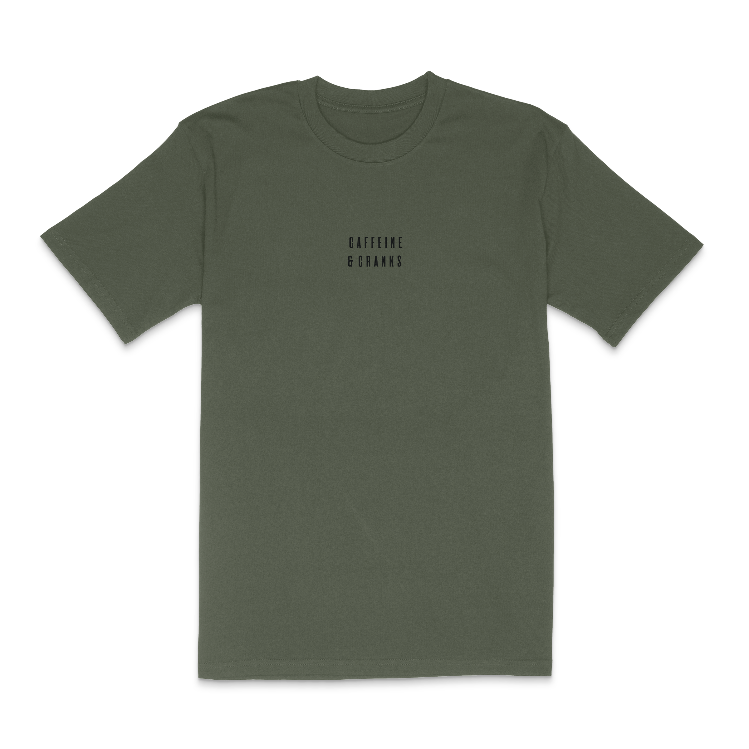 Front view of the Cranks Classic T-Shirt in cypress green with black text.