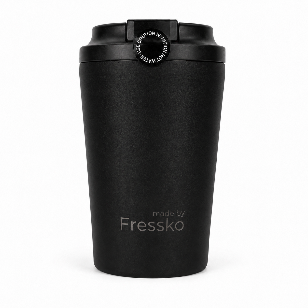 Coal Fressko Camino Cup reusable coffee cup – Fressko branding side | Caffeine & Cranks Australia