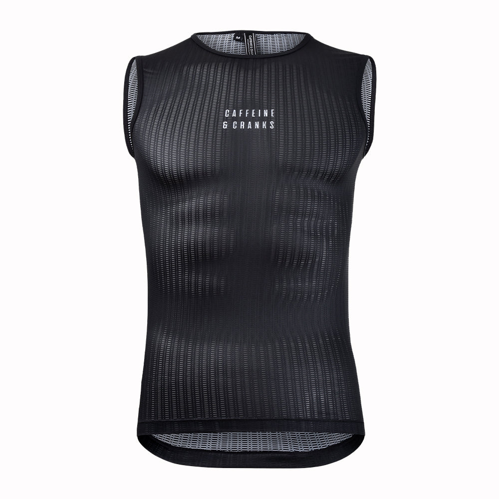 Black C&C Core Baselayer - Womens, sleeveless with textured fabric and logo.