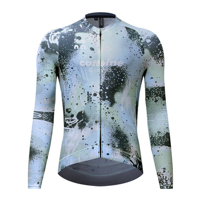 Men's Overspray Long Sleeve Jersey long sleeve cycling jersey – front view | Caffeine & Cranks Australia