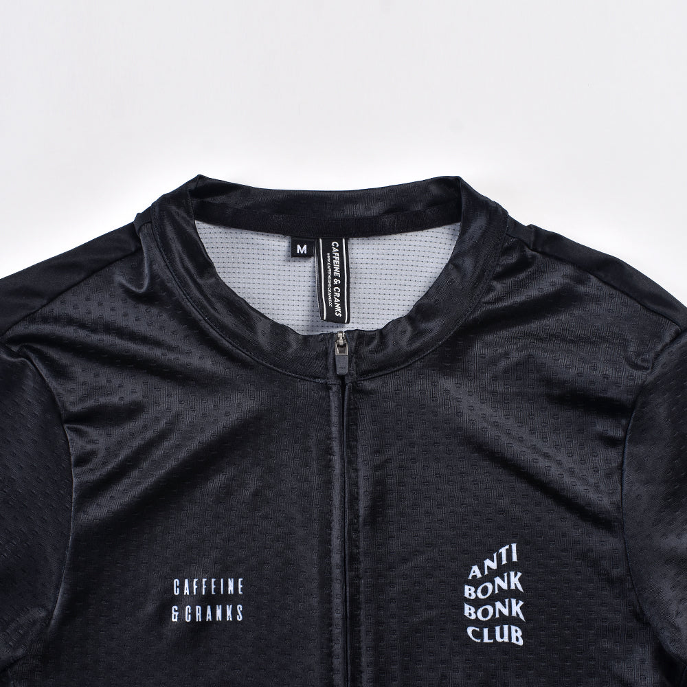 Mens C&C Bonk Club cycling jersey (dark) with white text and 'M' size tag.