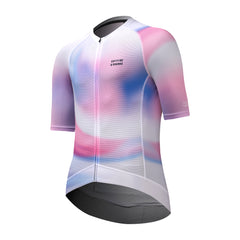 Mens C&C Drift Jersey front view with pink, blue & white abstract pattern.