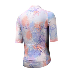 Back view of C&C Vapour Jersey, mens, with pastel paint splatter and graffiti-style print.