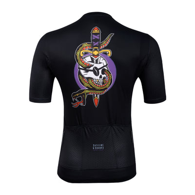 Men's Tattoo Series - Skull Jersey cycling jersey – front view | Caffeine & Cranks Australia