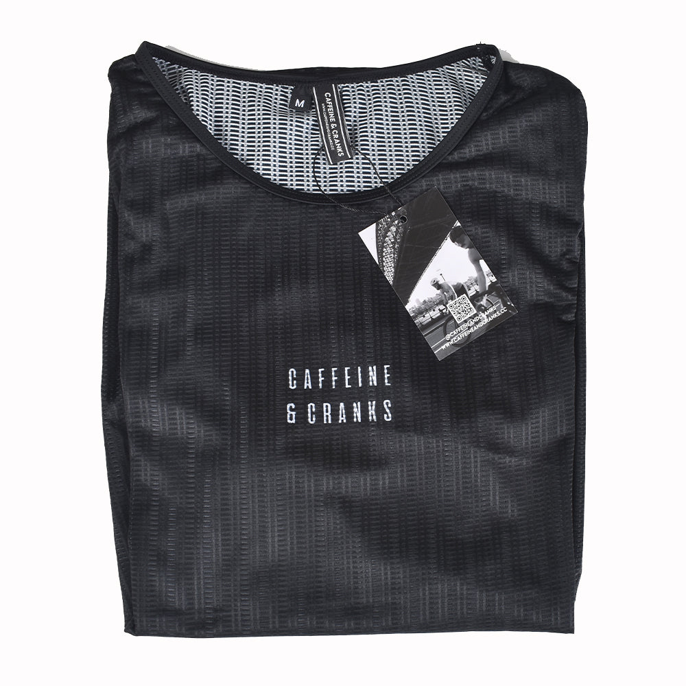 Black C&C Core Baselayer womens top with waffle texture and white logo.