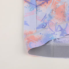 C&C Vapour Jersey - Mens: Close-up of colorful abstract print with coral, purple, and blue hues.
