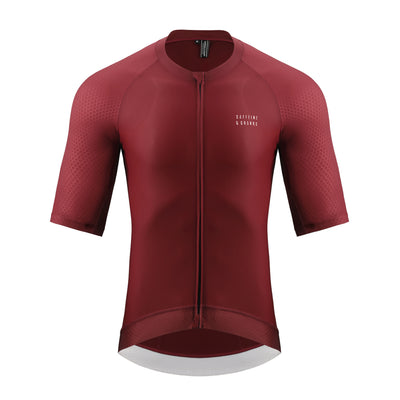 Men's Wine Pinnacle Jersey cycling jersey – front view | Caffeine & Cranks Australia
