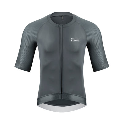 Men's Slate Pinnacle Jersey cycling jersey – zip detail | Caffeine & Cranks Australia