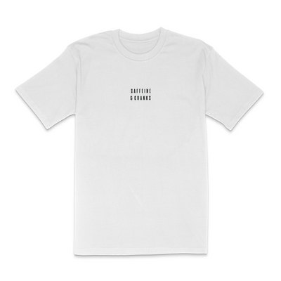 White Cranks Classic T-Shirt cycling t-shirt – front view | Caffeine & Cranks Australia