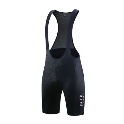 Women's Black Pinnacle Bib Shorts cycling bib shorts – logo detail | Caffeine & Cranks Australia