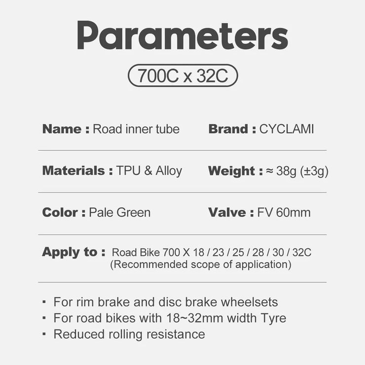 Cyclami TPU 700x18-32c Inner Tube (60mm Valve)